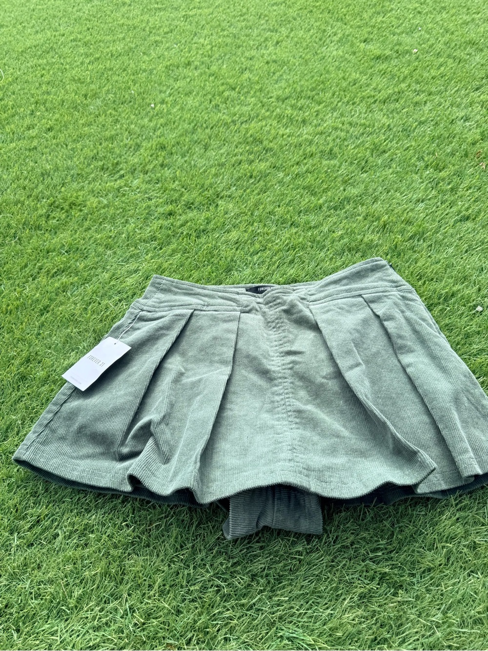 Forever 21 Sage Green Corduroy Skater Mini Skirt